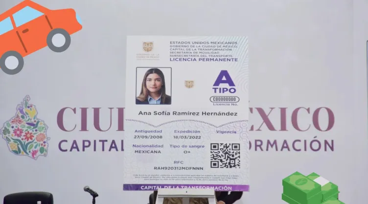 Referencia ampliada de cómo luce la licencia de conducir permanente en CDMX