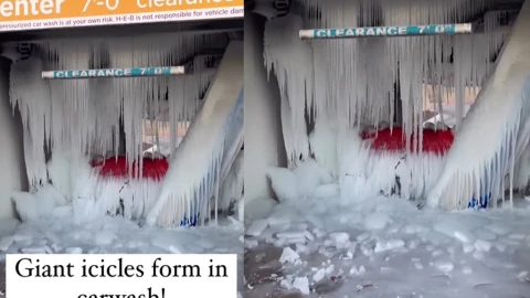 Carwash se congela en Texas