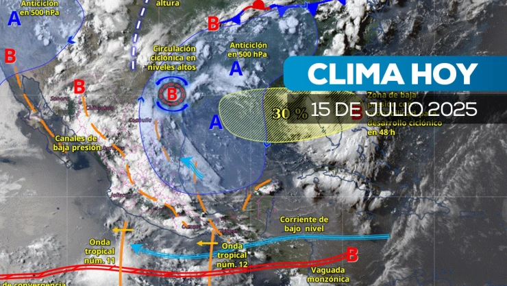 Mapa satelital del cómo estará el clima en México el 15 de abril de 2025