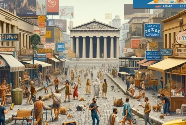 Inteligencia artificial muestra a la antigua Grecia en pleno 2024