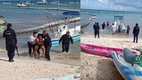 VIDEO: Así fue la detención del hombre en playa de la CTM en Playa del Carmen