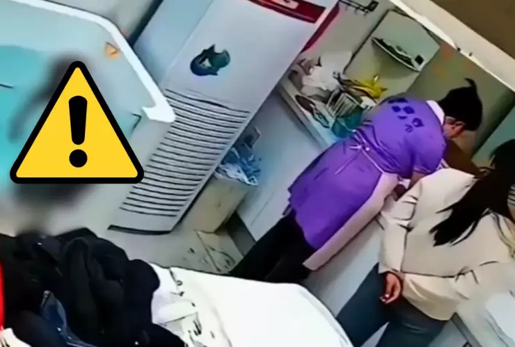 El incidente ocurrió en una lavandería y fue registrado por cámaras de seguridad