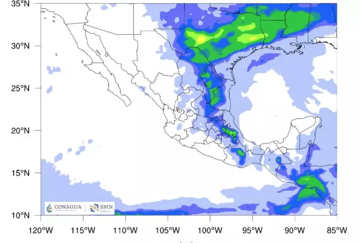 El SMN marc&oacute; las zonas donde llover&aacute; en M&eacute;xico