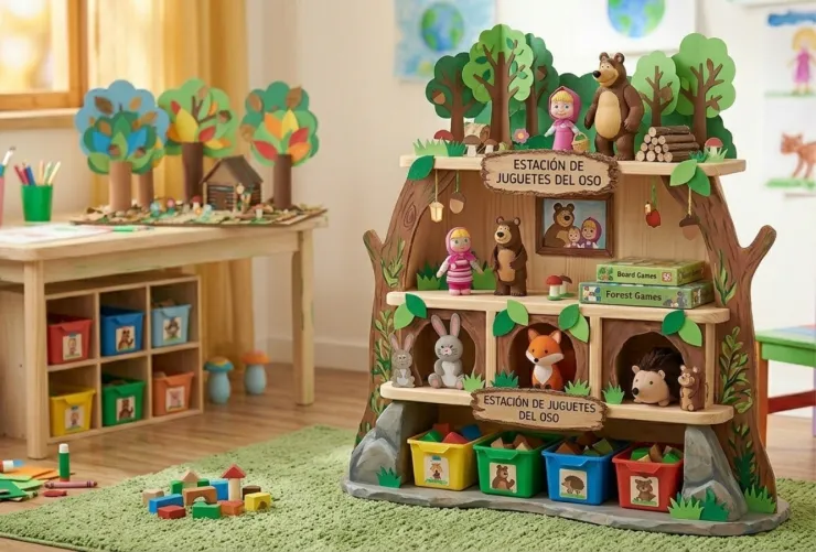 Crea un area para guardar sus juguetes que le recuerde a la casa de Oso en Masha y el Oso