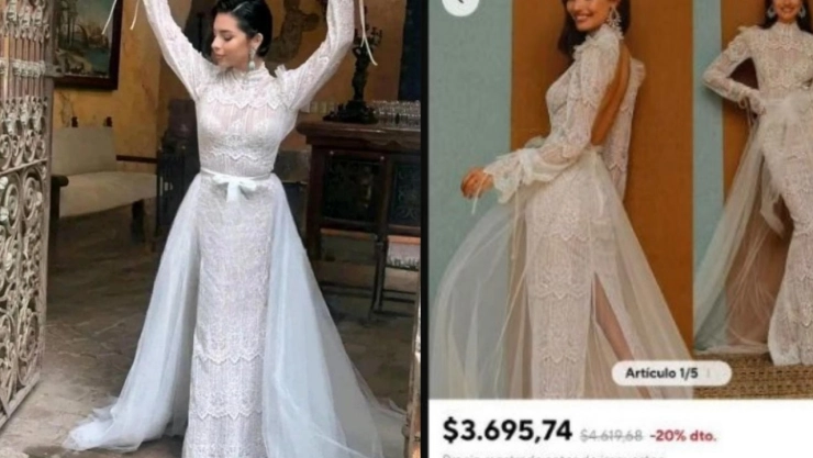 Hallan en tienda en línea vestido de novia de Ángela Aguilar