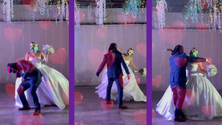 VIDEO_ Novios en México celebran su boda con un combate de lucha libre en lugar del vals.jpg
