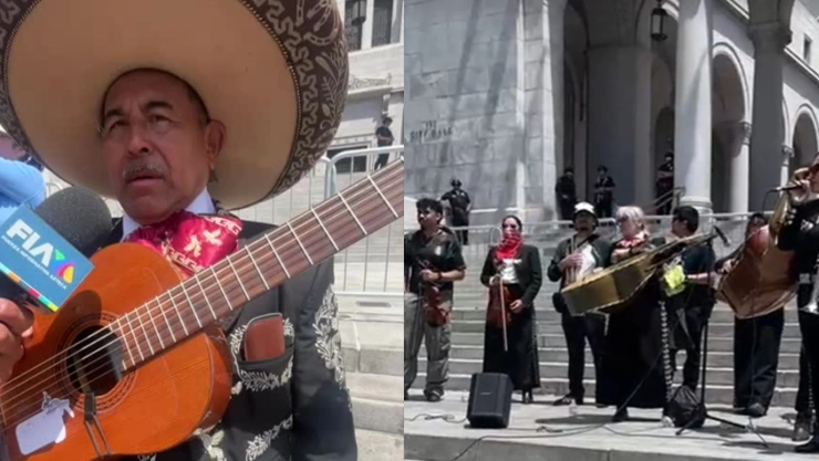 Durante manifestaciones en California, un mariachi migrante usó su arte como forma de protesta ante la política migratoria de Trump en 2025.