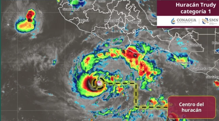 “Trudy” se convierte en huracán categoría 1 hoy 15 de octubre: Ubicación exacta y su trayectoria a categoría 4