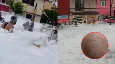 Personas expuestas a la espuma generada por presa en Naucalpan