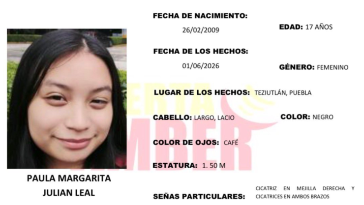 Reportan a Paula Margarita Julián como desaparecida en Teziutlán, Puebla