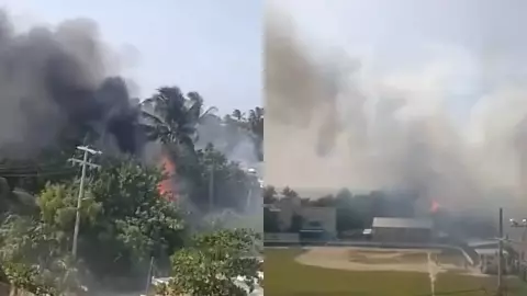 Se registra aparatoso incendio en restaurante en calle Damero en Holbox hoy jueves 5 de junio de 2025.jpg