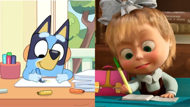 7 capítulos de Bluey y Masha y el Oso que enseñan a los niños a respetar a sus profesores