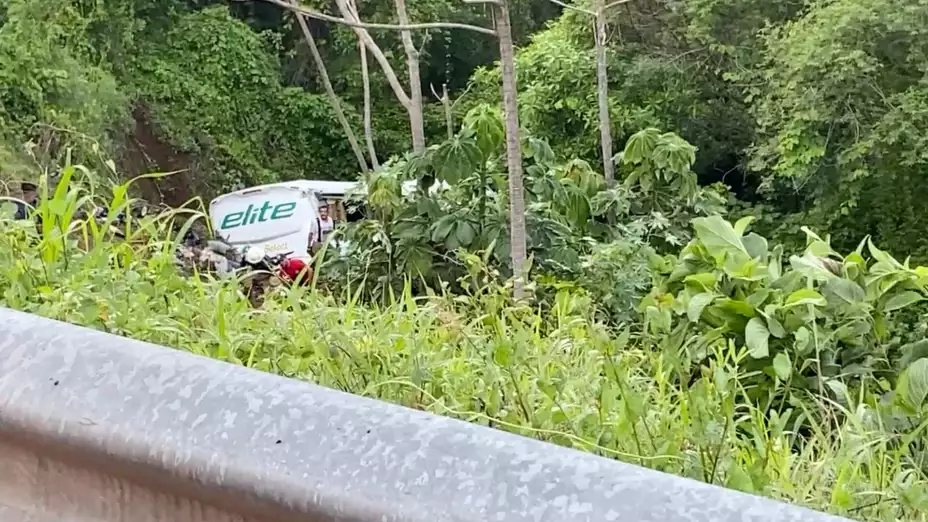 A general view of the site of a bus crash in Barranca Blanca, Nayarit