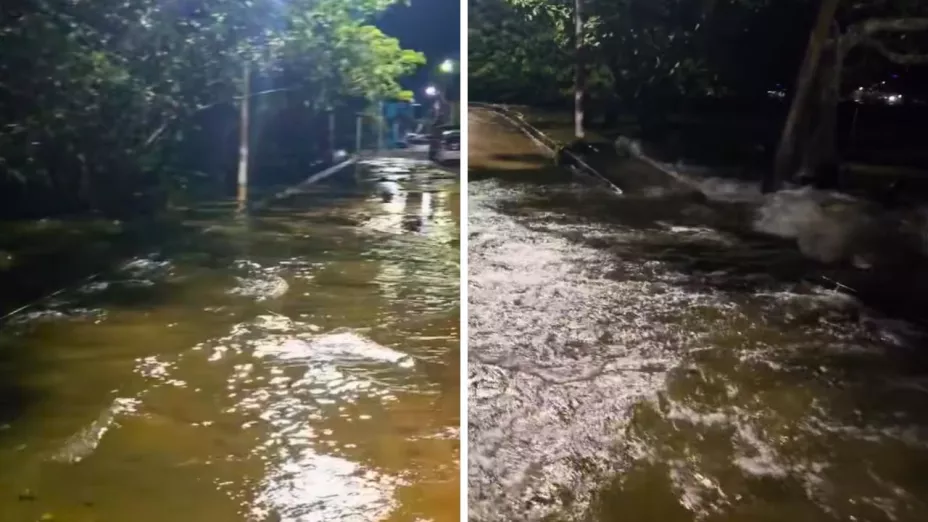 El desbordamiento de la laguna en Maxacapan provocó inundaciones en varias calles