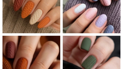 diseños de uñas efecto suéter 