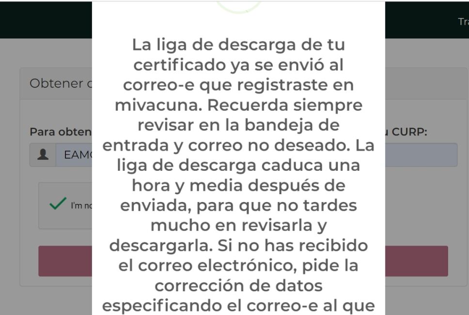 Certificado vacunacion dosis de refuerzo