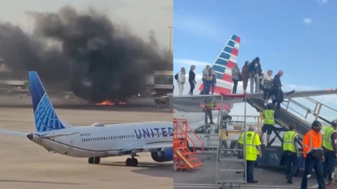 Pánico en el Aeropuerto de Denver: un avión se incendia tras aterrizaje de emergencia