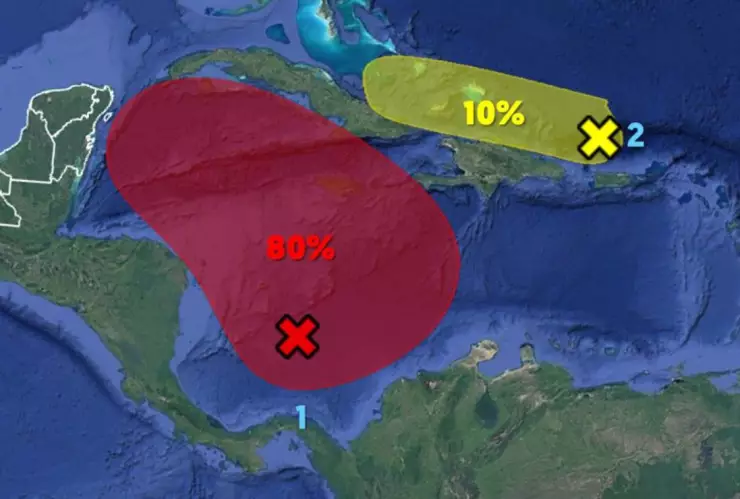 ¡ATENCIÓN! Zona de Baja Presión AUMENTA probabilidad de formar un ciclón frente a Yucatán