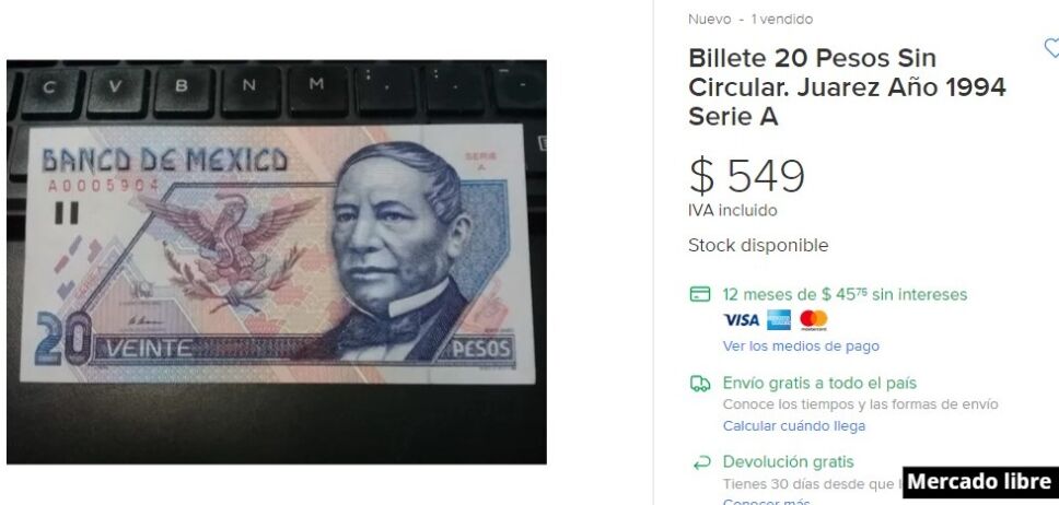 billete 20 pesos Benito Juárez