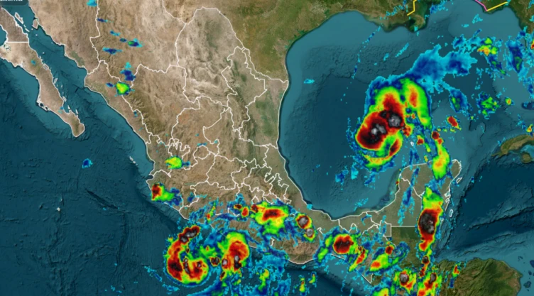 Ubicaciones del impacto simultáneo del huracán Rachel y Simon en México