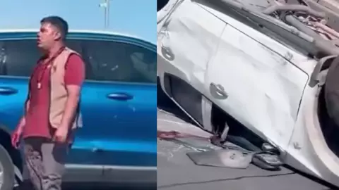 Hombre camina sin la mitad de la cara en Periférico de Chihuahua.