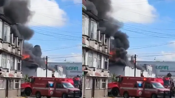 VIDEO: Incendio en recicladora de cartón en Terminal de Autobuses en Toluca, Edomex