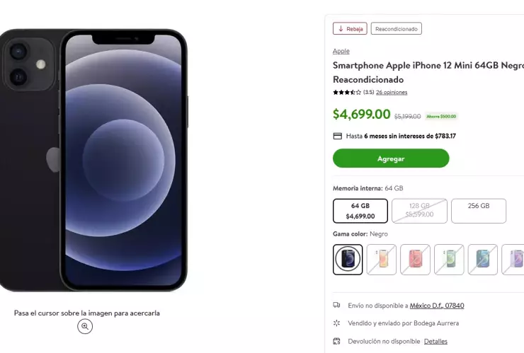 Bodega Aurrera rebajó el iPhone 12 Mini en su tienda