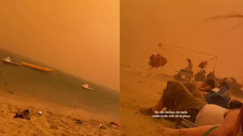 VIDEO Tormenta de arena en Guaymas sorprende a turistas