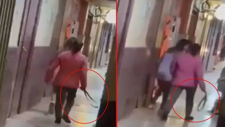 Mujer saca a su hija de fiesta a cinturonazos