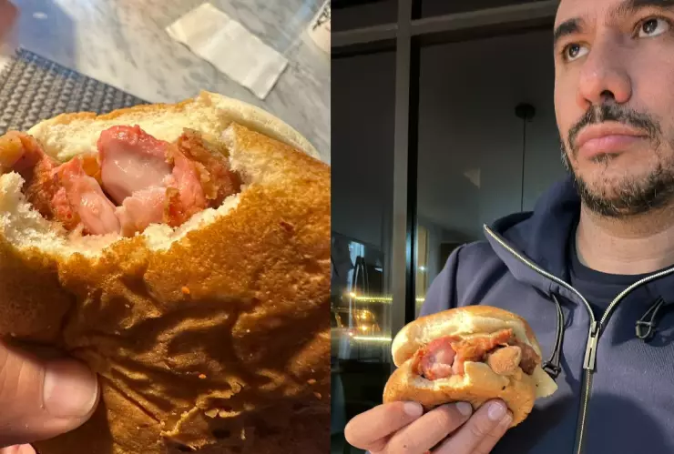 Escorpión dorado encuentra pollo crudo en hamburguesa