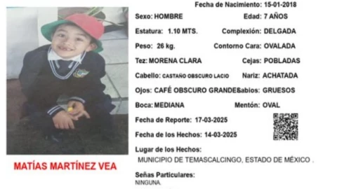 ¡Urgente! Matías Martínez Vea desapareció en el Edomex; activan la Alerta Amber