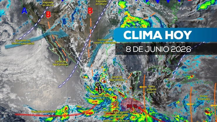 Pronóstico del clima HOY 8 de junio: Alerta en México por temporal de lluvias y Depresión Tropical Dos-E
