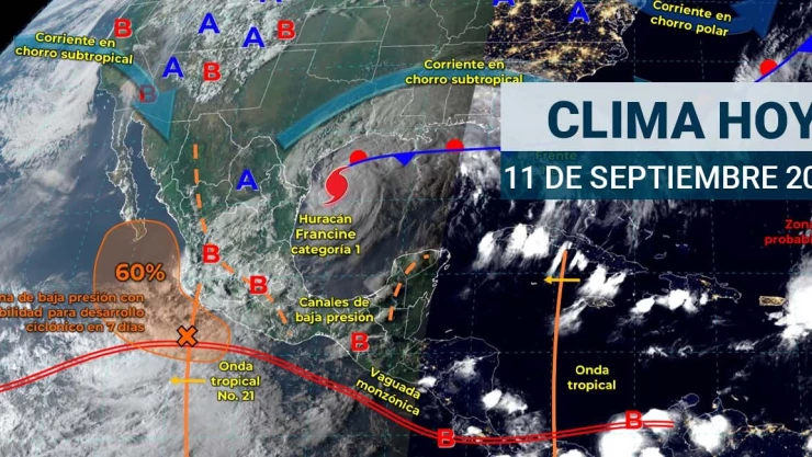 Ciclón tropical Francine se mueve peligrosamente al Golfo de México; así será el clima este 11 de septiembre