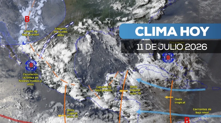 Ondas tropicales 17 y 18 dejaran lluvias intensas en México; así el clima hoy 11 de junio 2026