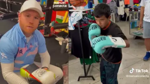 VIDEO Canelo Álvarez le regaló guantes de box a niño limpiaparabrisas