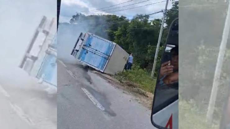 ¡Precaución vial! Registra volcadura en carretera Cancún- Playa del Carmen