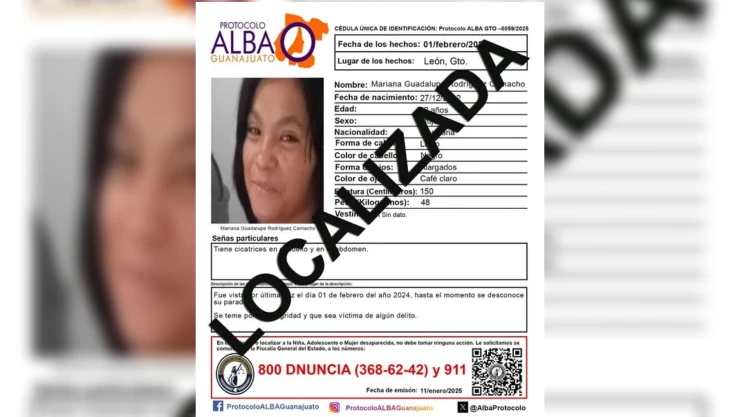 Localizan sin vida a Mariana Guadalupe en León