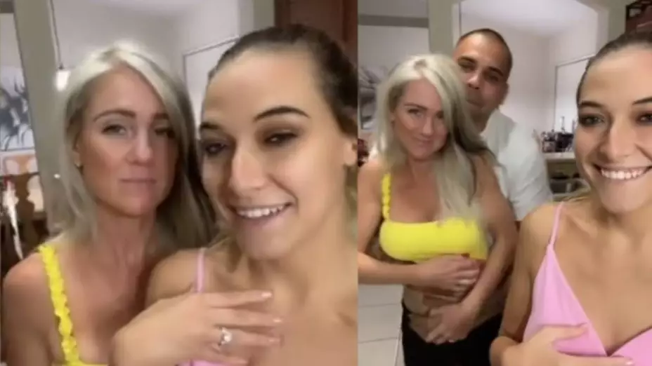VIDEO: TikToker deja que su esposo bese a su mamá y a su hermana