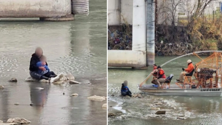 Río Bravo mujer hijo rescate
