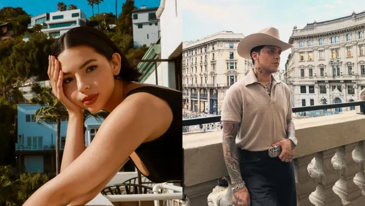 Ángela Aguilar y Christian Nodal en diferentes fotos.