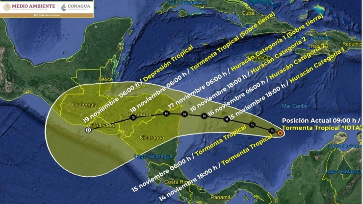 Tormenta tropical Iota amenaza las costas de Nicaragua y Honduras