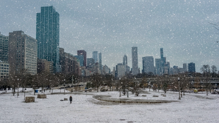 Nieve en la ciudad de Chicago, Illinois