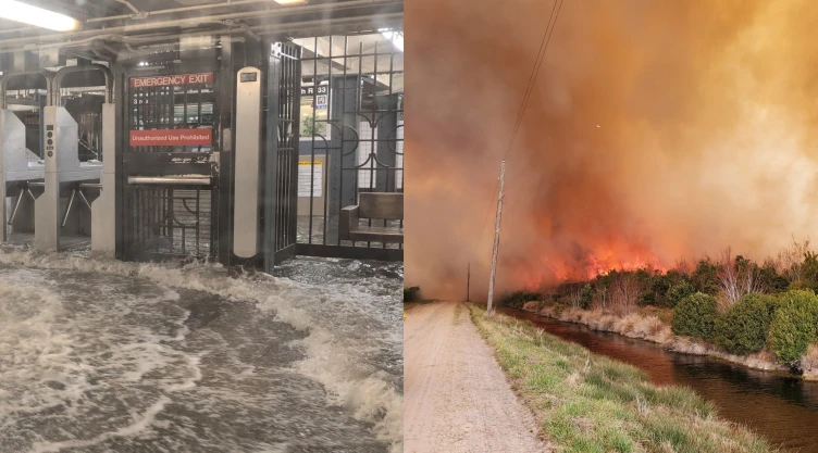 Las lluvias paralizan el noreste y el fuego arrasa el oeste: Estados Unidos enfrenta un verano dividido por extremos meteorológicos.