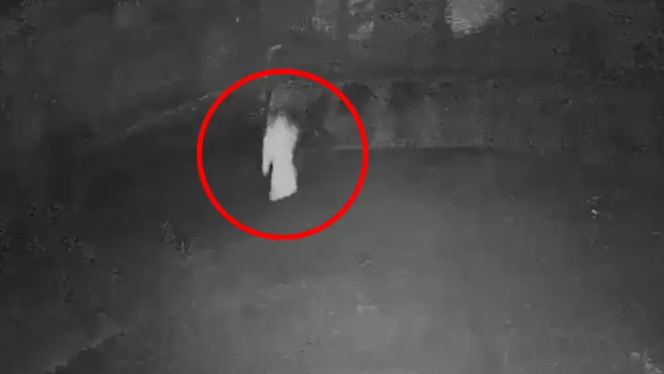 La figura fue captada por una cámara de seguridad durante la noche en Veracruz