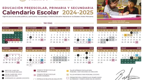 Calendario escolar de la SEP 2024-2025.