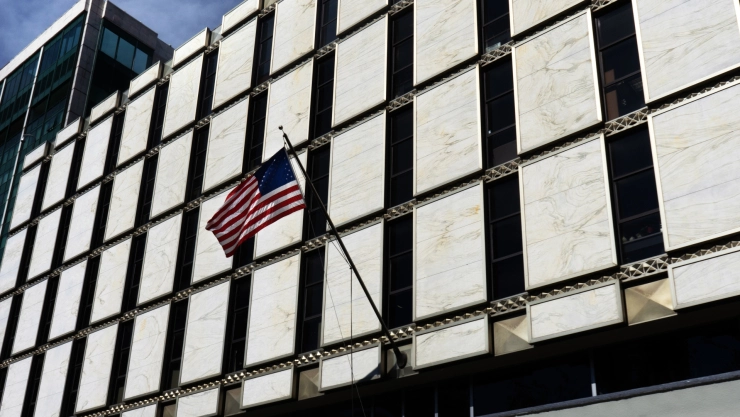 Fachada de la embajada de Estados Unidos en México