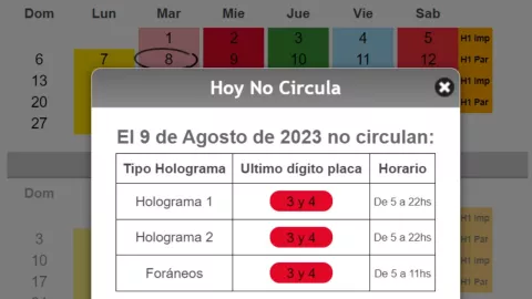 Detalle sobre los autos que no circulan este miércoles 9 de agosto de acuerdo al programa ambiental