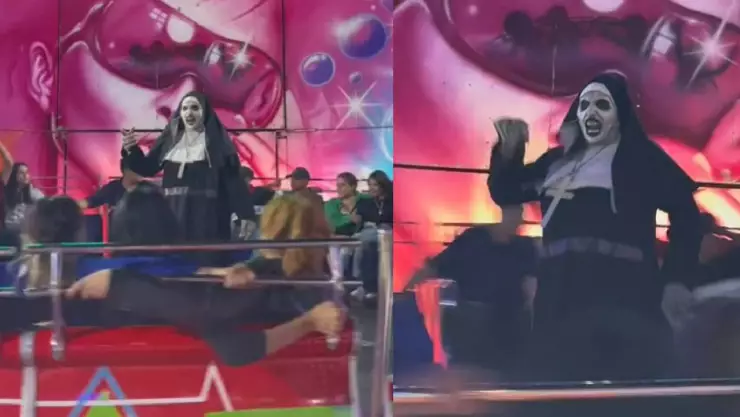 VIDEO: Se viraliza La Monja que baila en las ferias en pleno juego mecánico