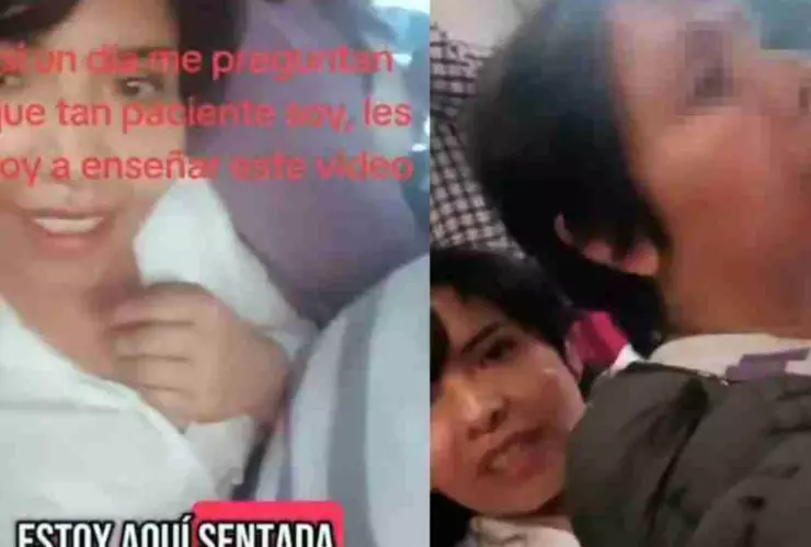 mujer se sienta en las piernas de otra pasajera
