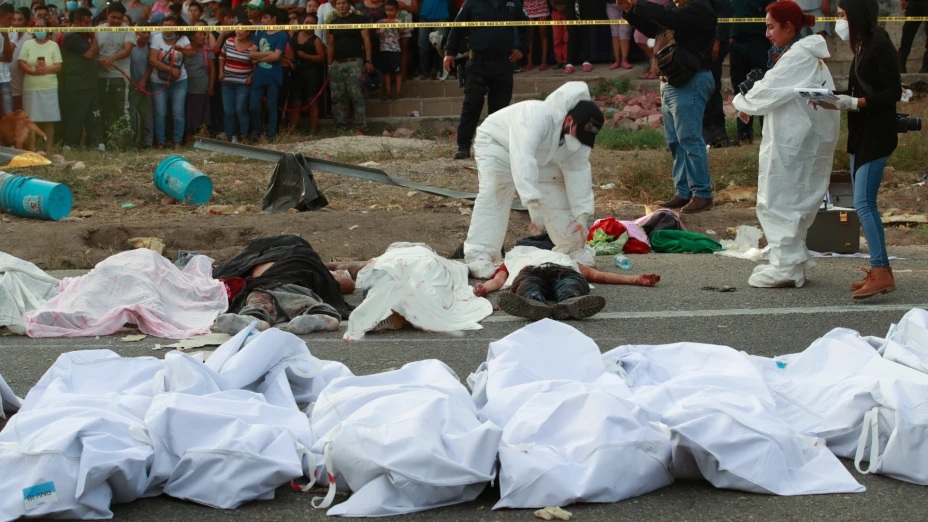 Migrantes murtos tras un accidente en Tuxtla Gutiérrez, Chiapas, México.